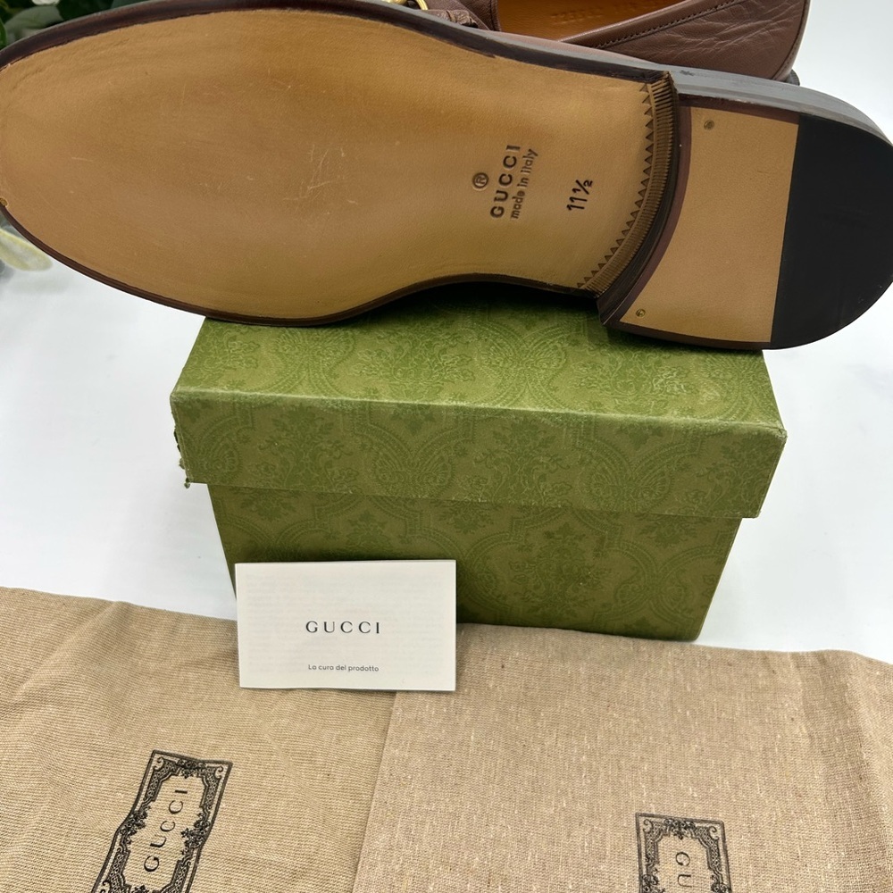 Men's Gucci 1953 Leather horse bit loafers size 11.5 fits 12.5 US made in Italy - Picture 6 of 11